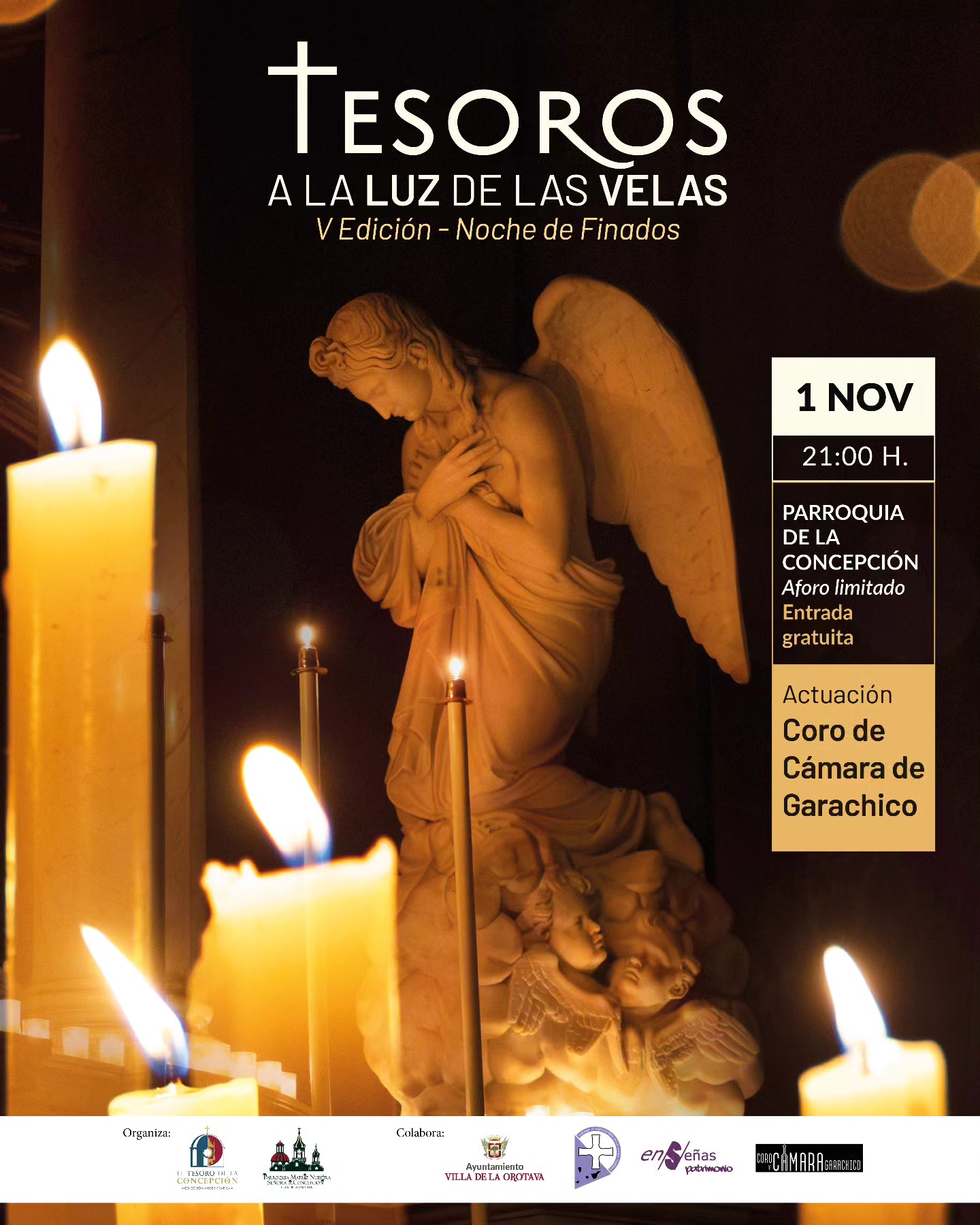 En esta quinta edición, la Colección Museográfica “El Tesoro de la Concepción” vuelve a ofrecernos una experiencia única en torno a la música, la historia y la luz de las velas a cargo del Coro de Cámara de Garachico.