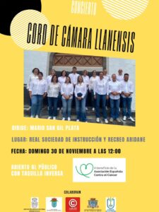 Coro de Cámara Llanensis ofrece concierto solidario en Los Llanos a beneficio de la lucha contra el cáncer