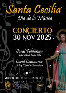 El municipio de Breña Alta celebró el Día de la Música con un concierto dedicado a Santa Cecilia el domingo 30 de noviembre de 2025, a las 12:30 horas, en el Museo del Puro Palmero. La cita, de carácter gratuito hasta completar aforo, convirtió el singular espacio museístico en escenario para un encuentro coral abierto a todos los públicos.