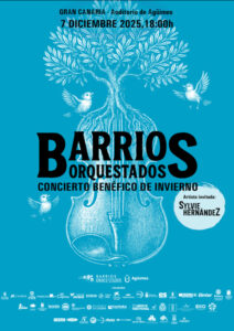 Barrios Orquestados celebra su Concierto Benéfico de Invierno, una cita imprescindible para quienes creen en la música como herramienta de transformación social. Este encuentro solidario reunirá sobre el escenario del Auditorio de Agüimes, en Gran Canaria, el domingo 7 de diciembre de 2025, a las 18:00 horas, a los niños y niñas de los distintos barrios de la isla en los que trabajamos actualmente, junto al coro de sus familiares, ofreciendo un espectáculo lleno de emoción, diversidad y esperanza.