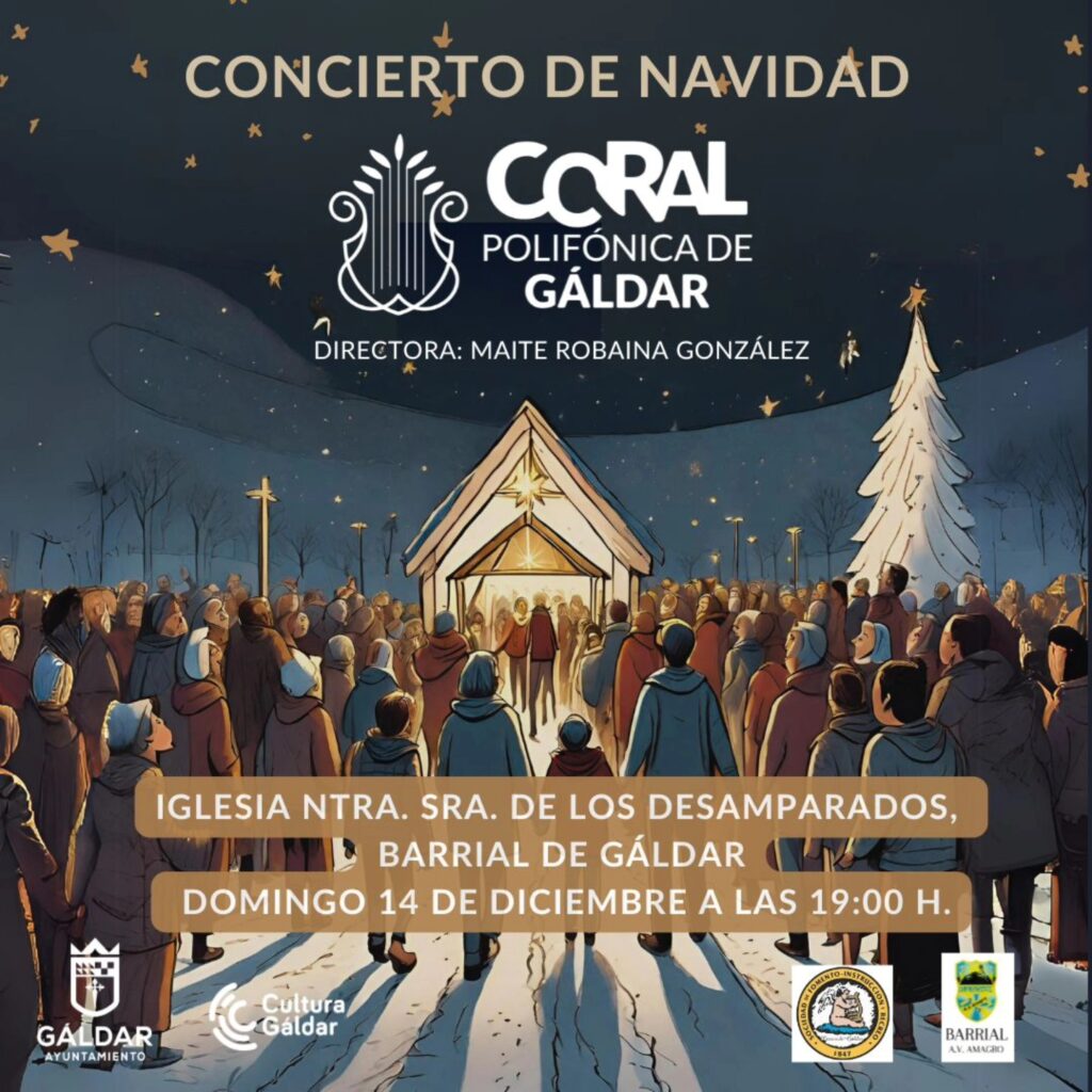 La Coral Polifónica de Gáldar ofrecerá su tradicional Concierto de Navidad el próximo domingo 14 de diciembre, a las 19:00 horas, en la Iglesia de Nuestra Señora de los Desamparados, en el barrio de Barrial de Gáldar. La cita propone un recorrido por villancicos y piezas corales propias de estas fechas, en un ambiente íntimo y comunitario.​