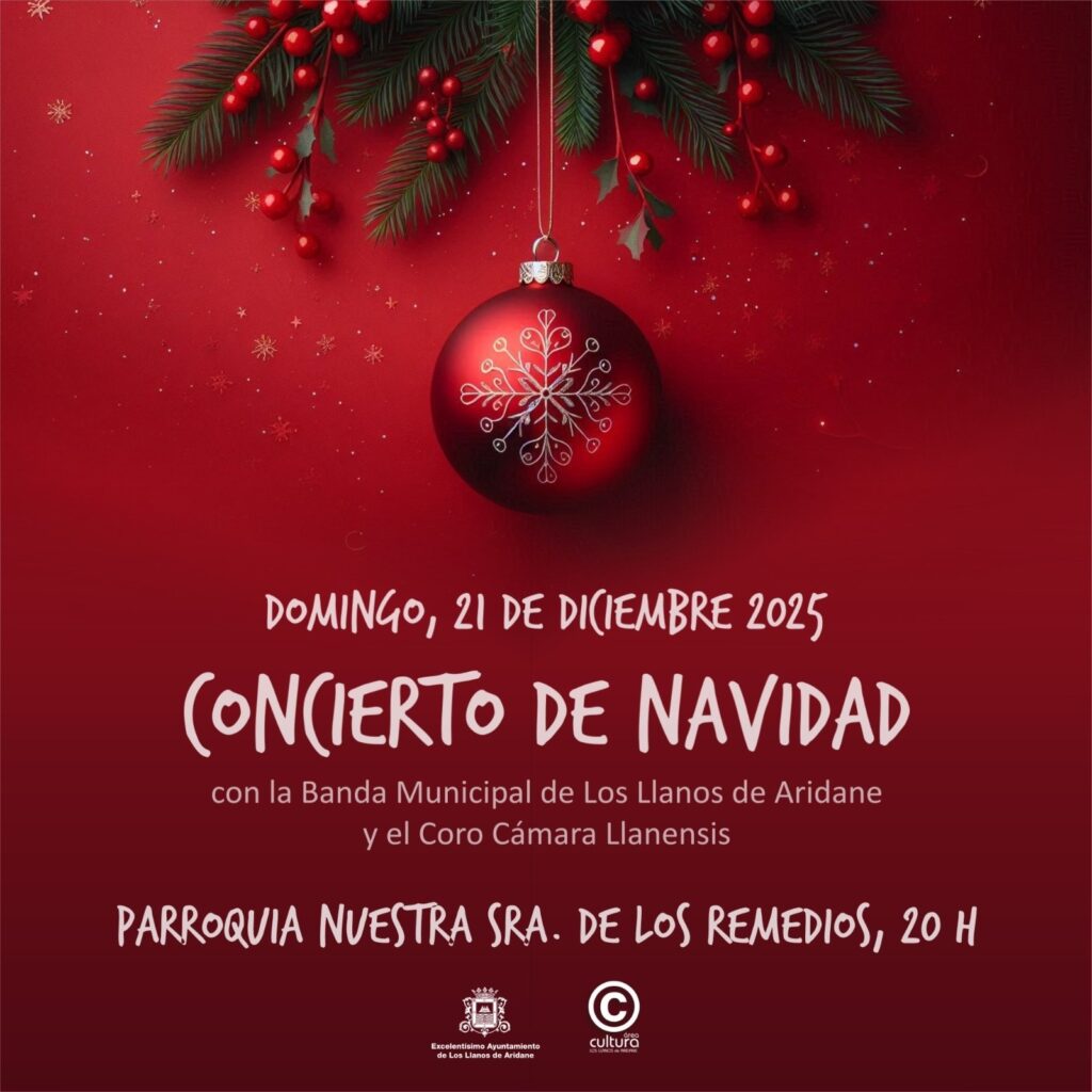 La Banda Municipal de Los Llanos y el Coro Llanensis ofrecerán un Concierto de Navidad en Los Remedios
