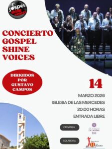El coro Gospel Shine Voices ofrecerá el próximo 14 de marzo de 2026 un concierto gratuito en la Iglesia de Las Mercedes, en San Cristóbal de La Laguna, bajo la dirección musical de Gustavo Campos