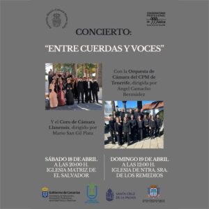 El Coro de Cámara Llanensis y la Orquesta del Conservatorio de Tenerife ofrecen dos conciertos en La Palma
