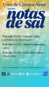 Ainur presentará este mes de julio el concierto “Notas de sal”, una propuesta musical que invita al público a emprender un viaje sonoro de ida y vuelta entre Canarias, Cuba y Sudamérica