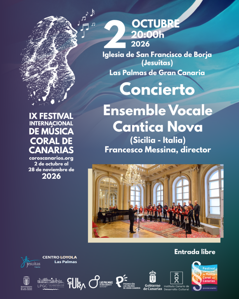 El Ensemble Vocale Cantica Nova, dirigido por Francesco Messina, ofrecerá un concierto el 2 de octubre en la iglesia de San Francisco de Borja de Las Palmas de Gran Canaria, con entrada libre