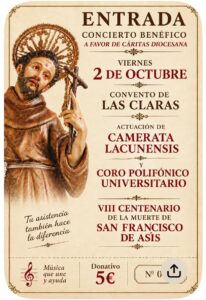 Camerata Lacunensis y el Coro Polifónico Universitario ofrecen un concierto benéfico a favor de Cáritas Diocesana
