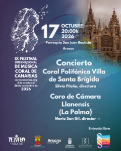 La música coral llega a Arucas con un concierto del IX Festival Internacional de Canarias