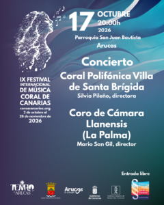 La música coral llega a Arucas con un concierto del IX Festival Internacional de Canarias