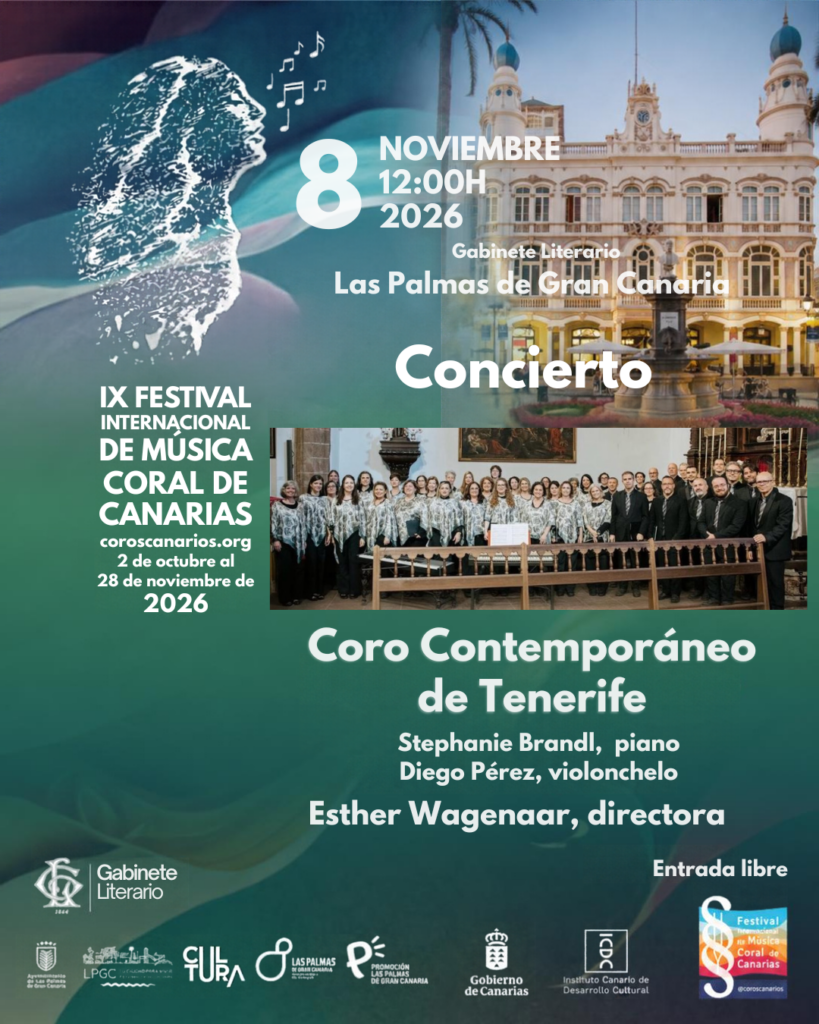 El emblemático Gabinete Literario recibe al Coro Contemporáneo de Tenerife en una matiné del IX Festival de Música Coral de Canarias